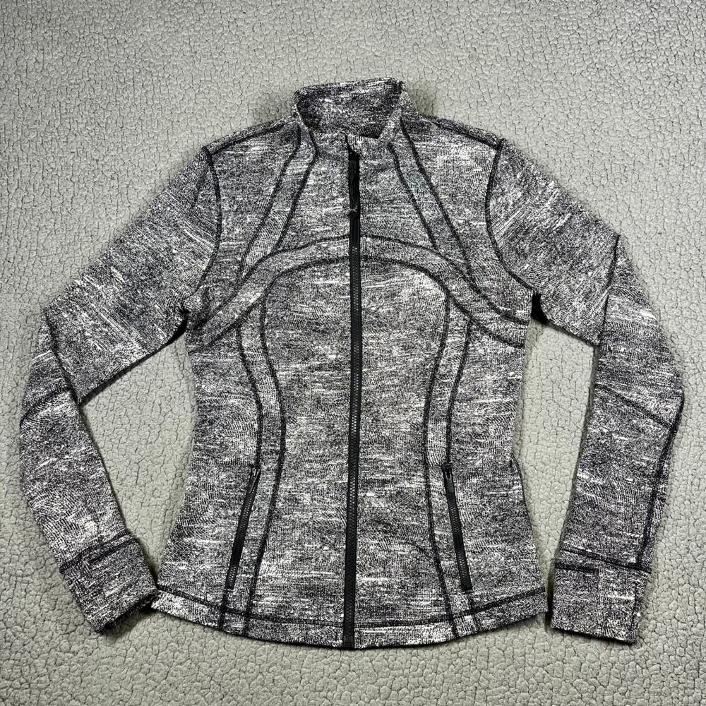 Lululemon Define Jacket Women 8 Full Zip Space Dye Black White Jacquard Pattern